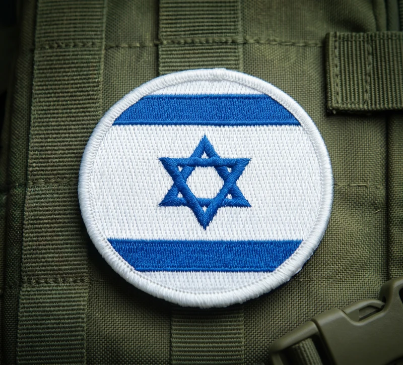 Round Israel Flag Patch